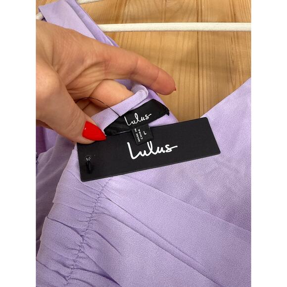 NWT Lulus Celebration Time Lavender Sleeveless Tiered Midi Dress Cocktail Sz L - Picture 6 of 8